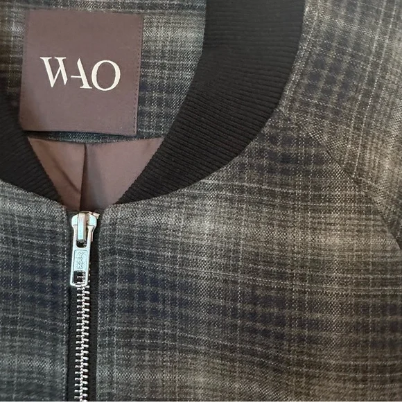 WAO Bomber Jacket Plaid Black and Gray Women's Sz Medium - Picture 4 of 16